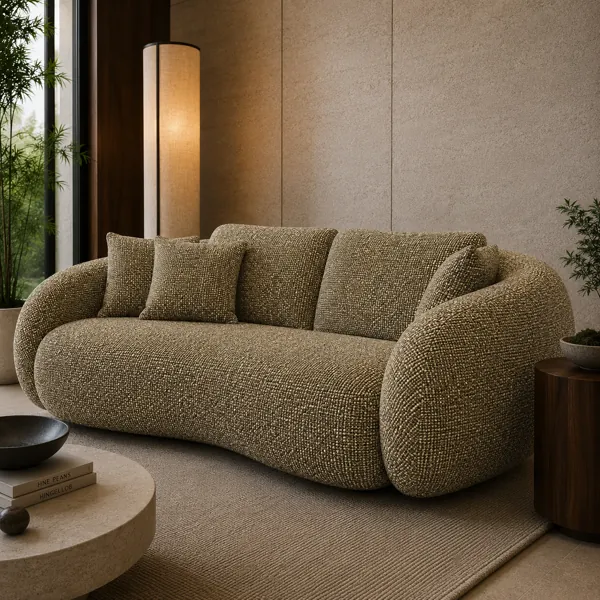 Olive Green Woven Fabric Texture – Dense Flecked Weave back