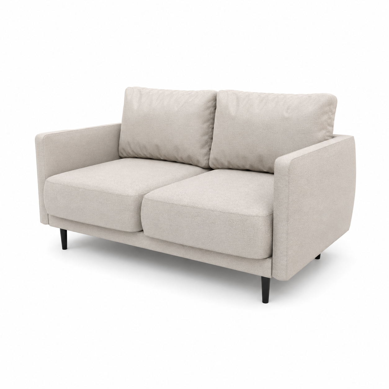 Modern Beige Fabric Sofa – Slim Black Metal Legs 3D Model 3