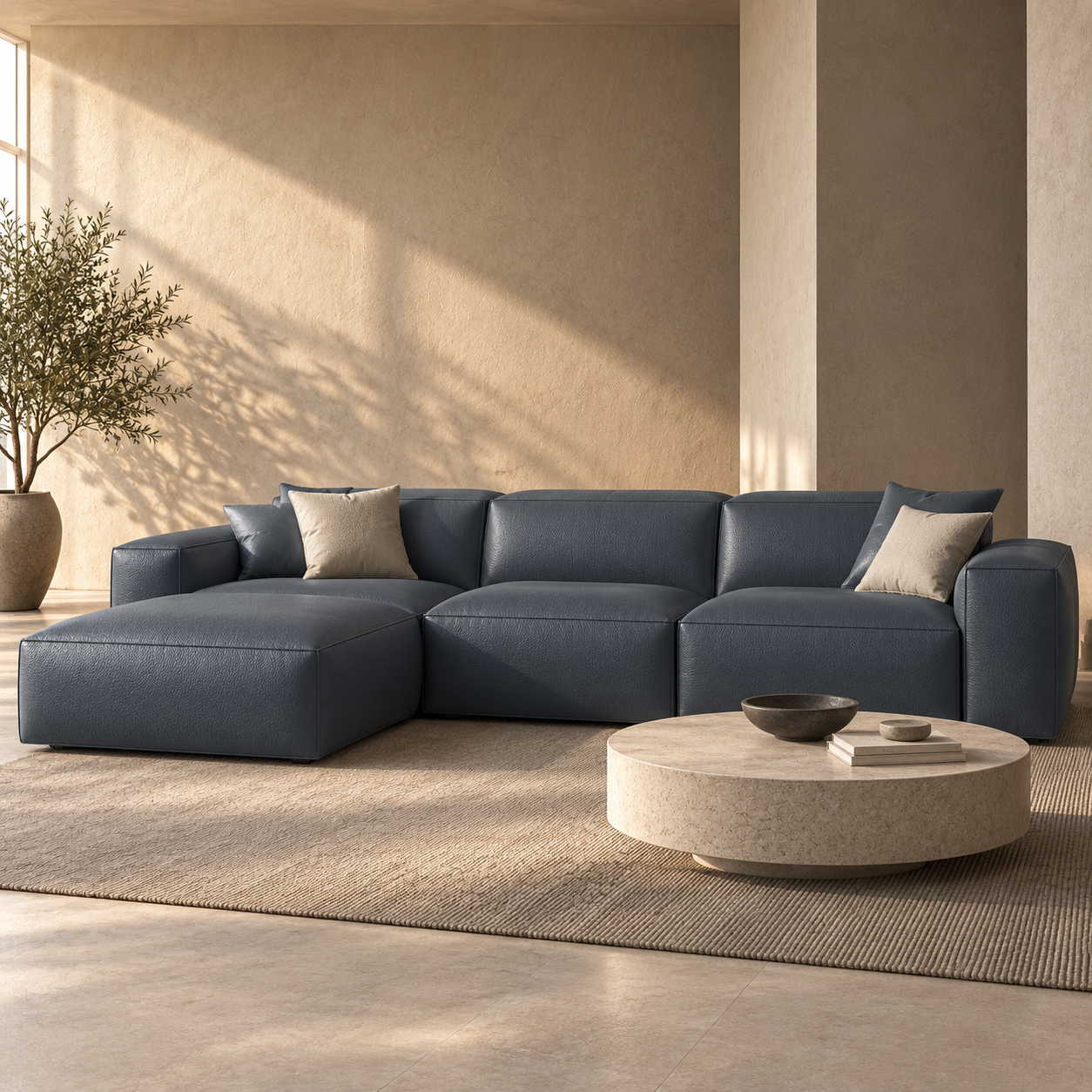Charcoal Blue Fine Grain Leather Texture 2