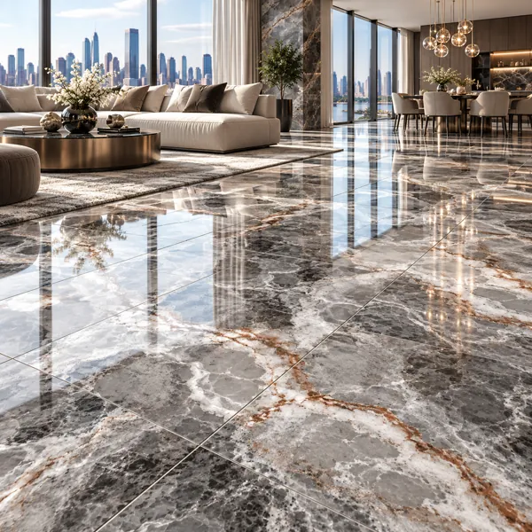 Smoky Grey Rust Vein Onyx Effect Ceramic Texture back