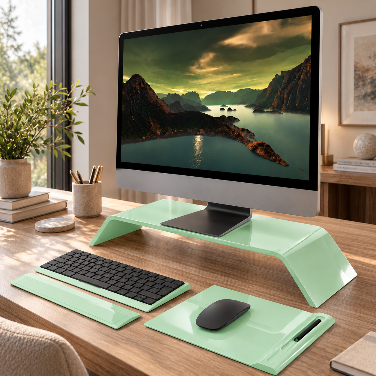 Modern Glass Desktop Computer Set 3D Model 4