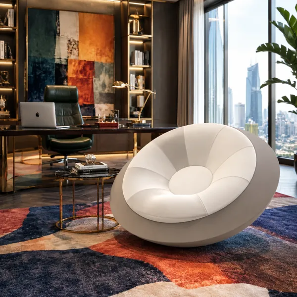 Ivory Radial Cushion Pod Lounge Chair 3D Model back