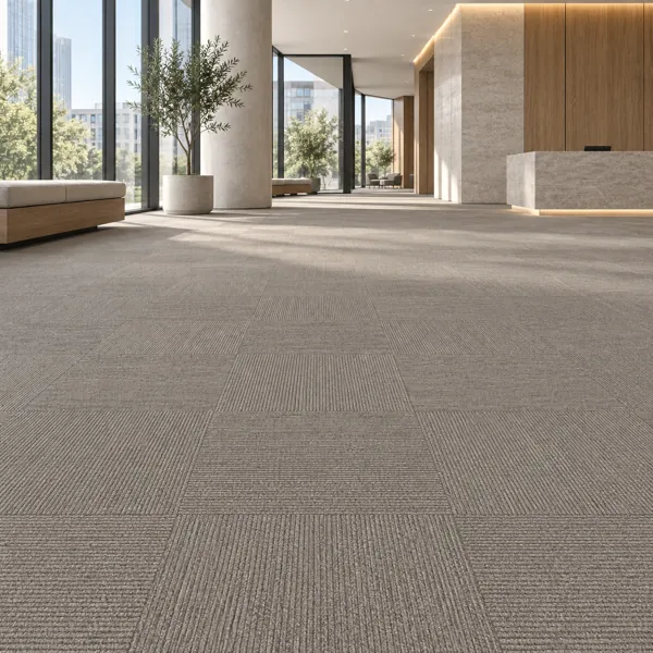 Warm Taupe Ribbed Checker Tile Carpet Texture back