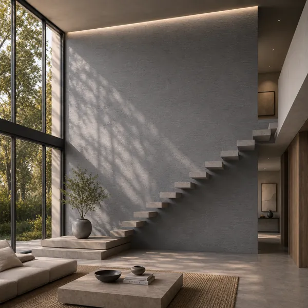Medium Grey Fine Horizontal Raked Concrete Texture back