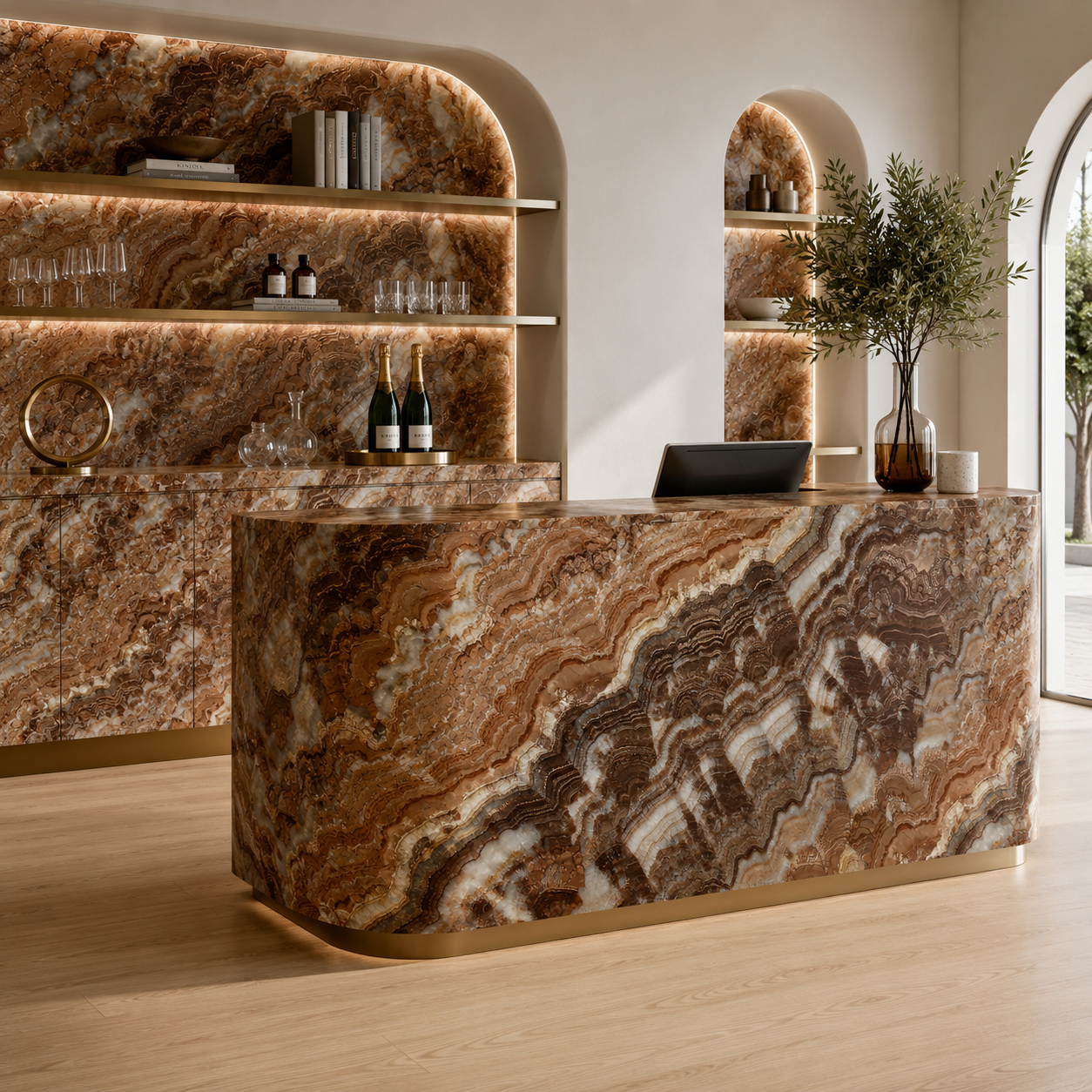 Ivory Veins Brown Banded Marble Texture 2