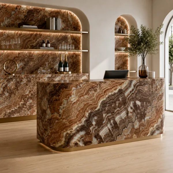 Ivory Veins Brown Banded Marble Texture back