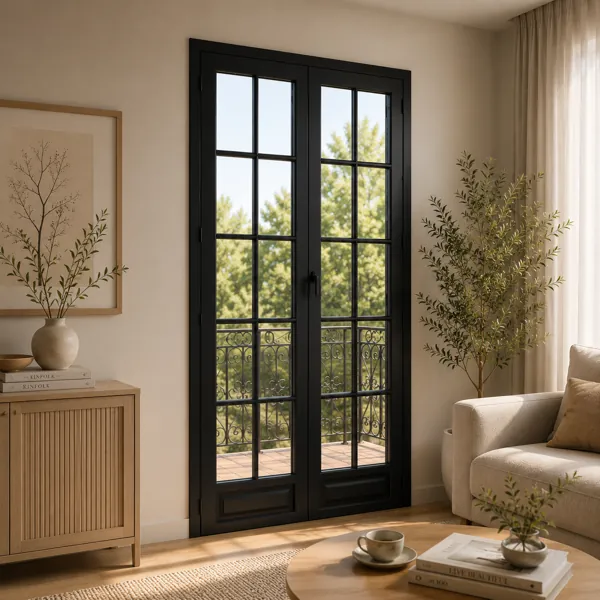 Black Grid-Pane Window Set – Multi-Panel Variants 3D Model back