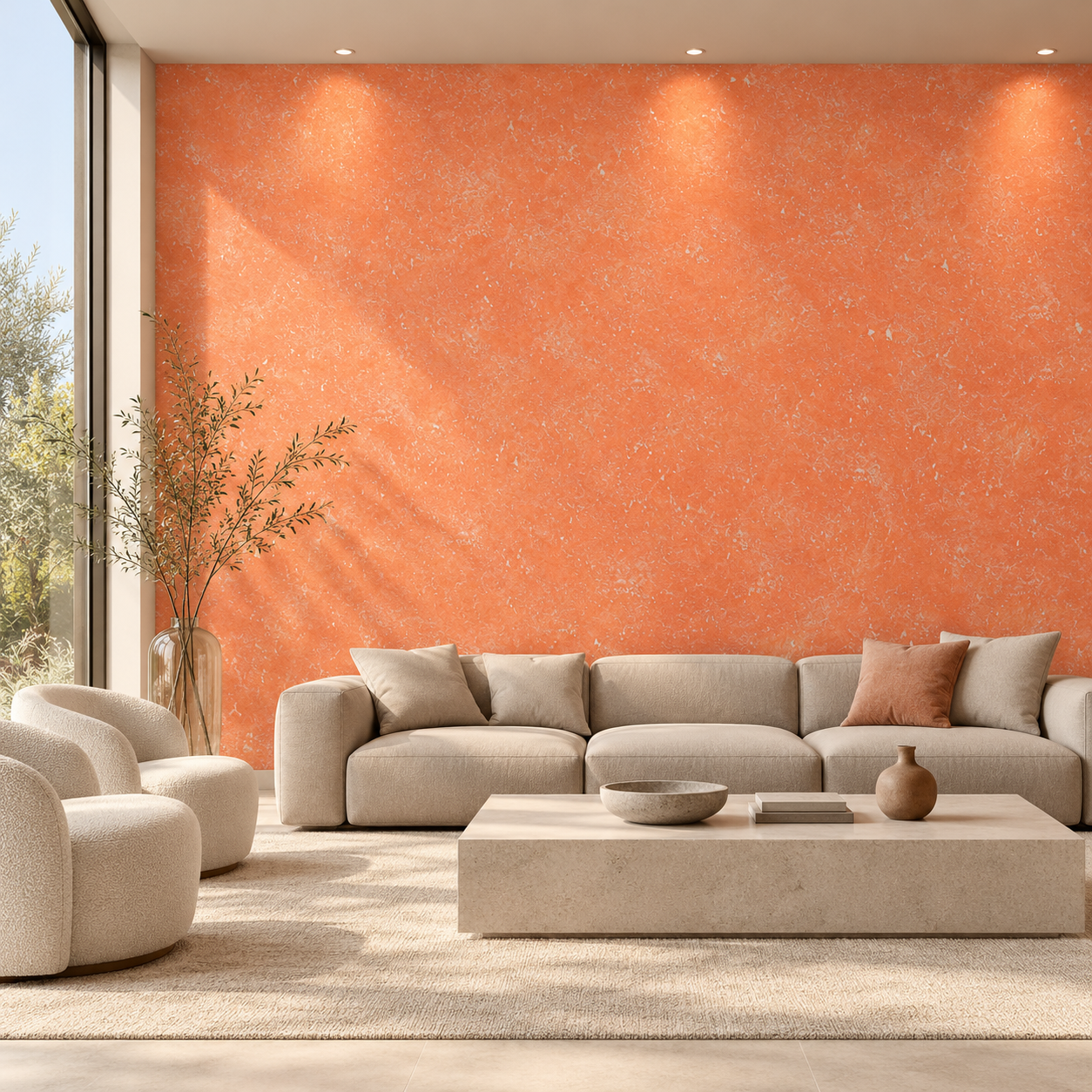Warm Coral Speckled Mineral Plaster Texture 2
