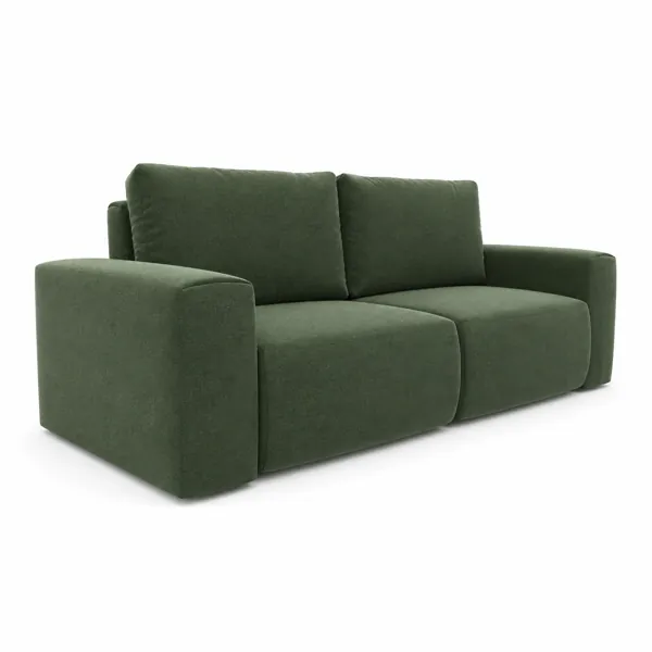 Modern Olive Green Fabric Sofa – Wide Square Arms 3D Model