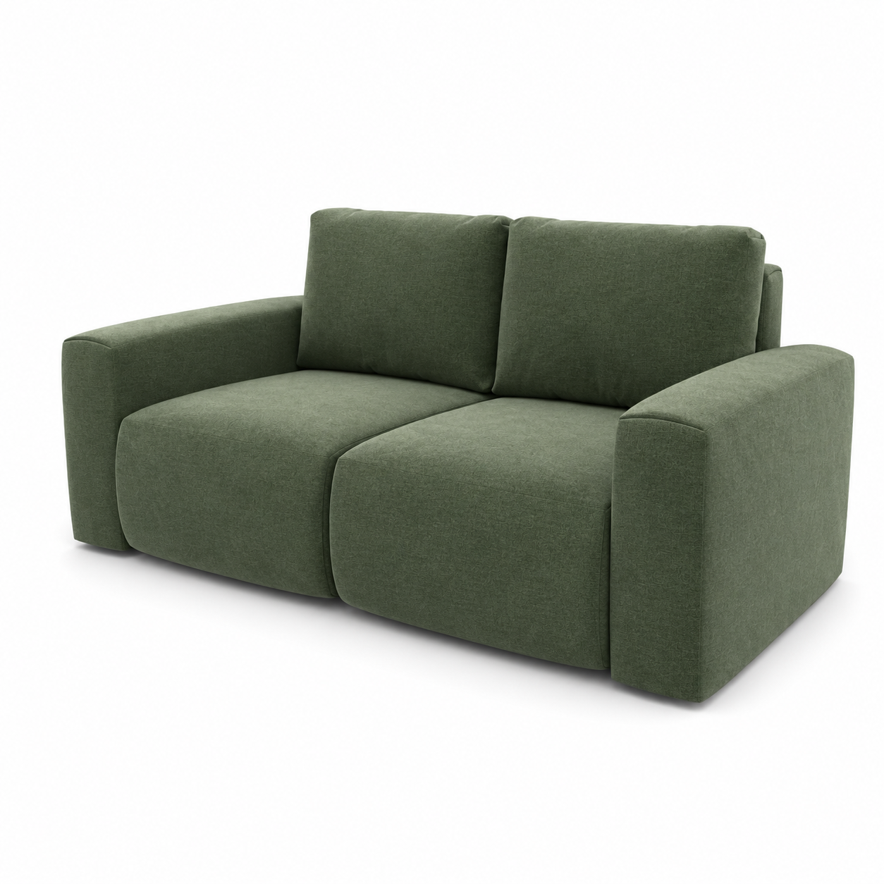 Modern Olive Green Fabric Sofa – Wide Square Arms 3D Model 3