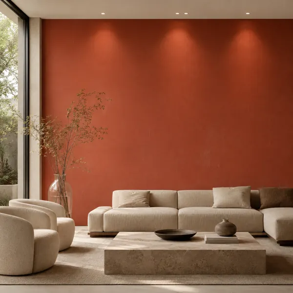 Burnt Coral Orange Fine Brushed Plaster Texture back