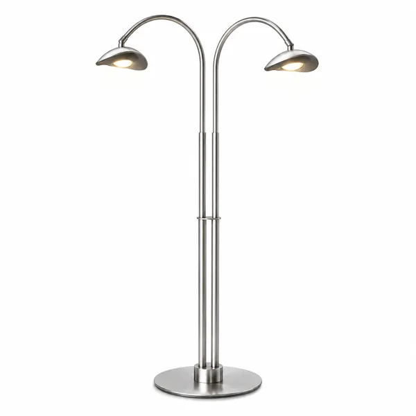Silver Twin-Arc Street Light – Dual Dome Heads 3D Model