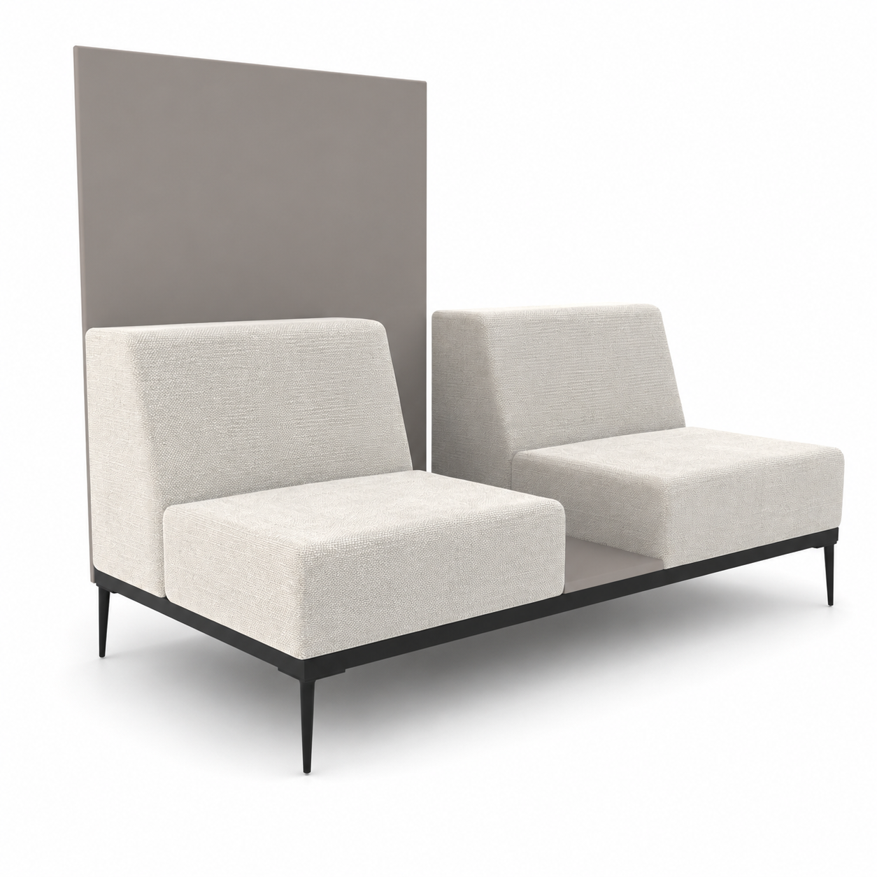 Ivory Modular Lounge Bench – Tall Gray Privacy Panel 3D Model