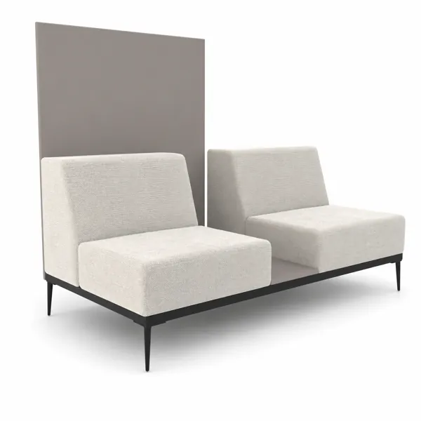 Ivory Modular Lounge Bench – Tall Gray Privacy Panel 3D Model