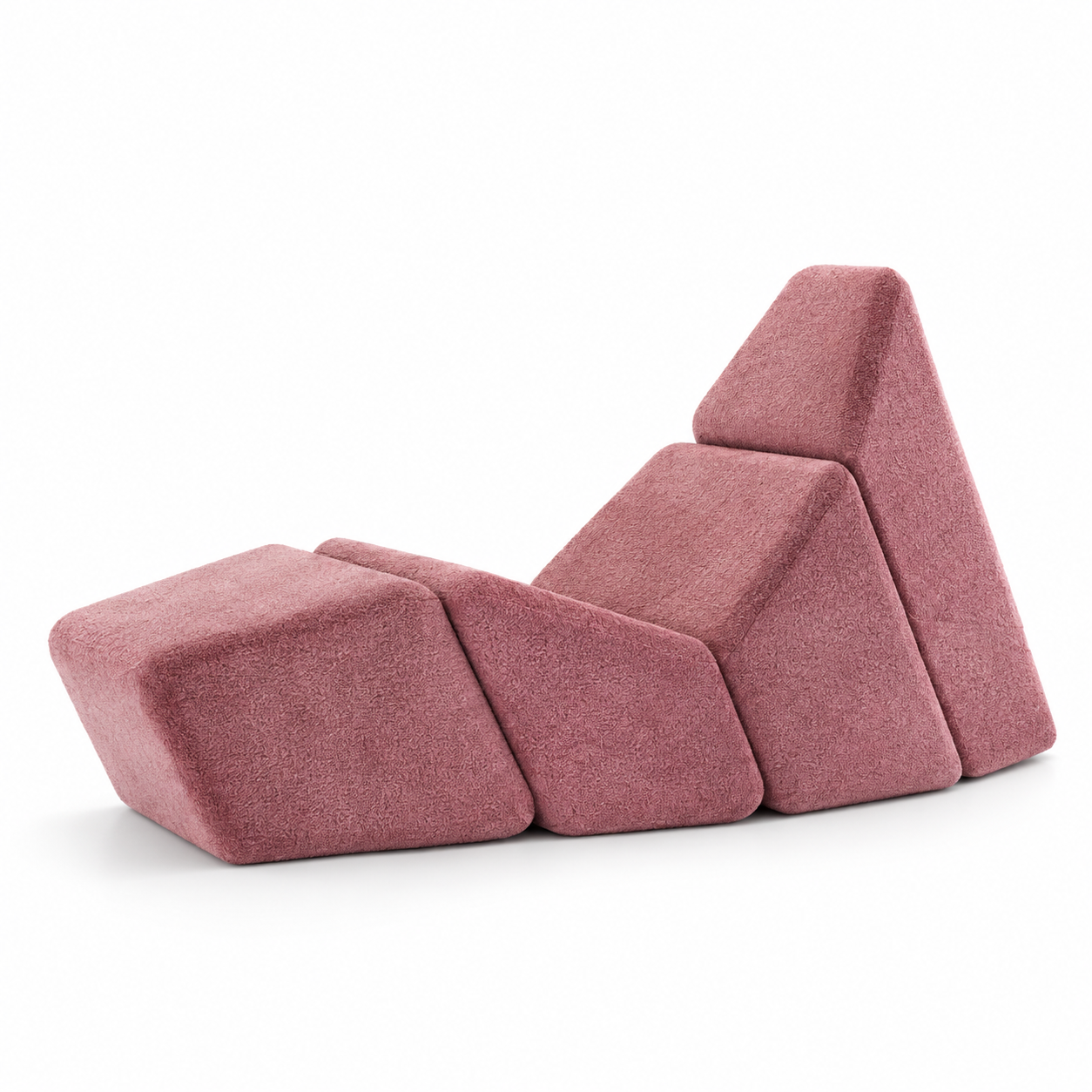 Dusty Pink Geometric Fabric Lounge Modules 3D Model 1
