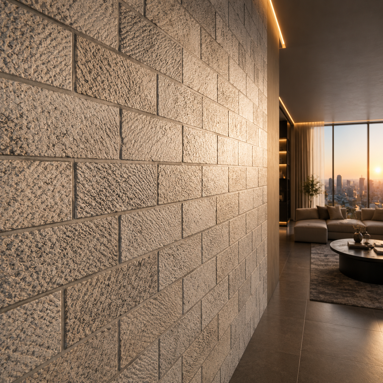 Warm Beige Chiseled Stone Blockwork Texture 2