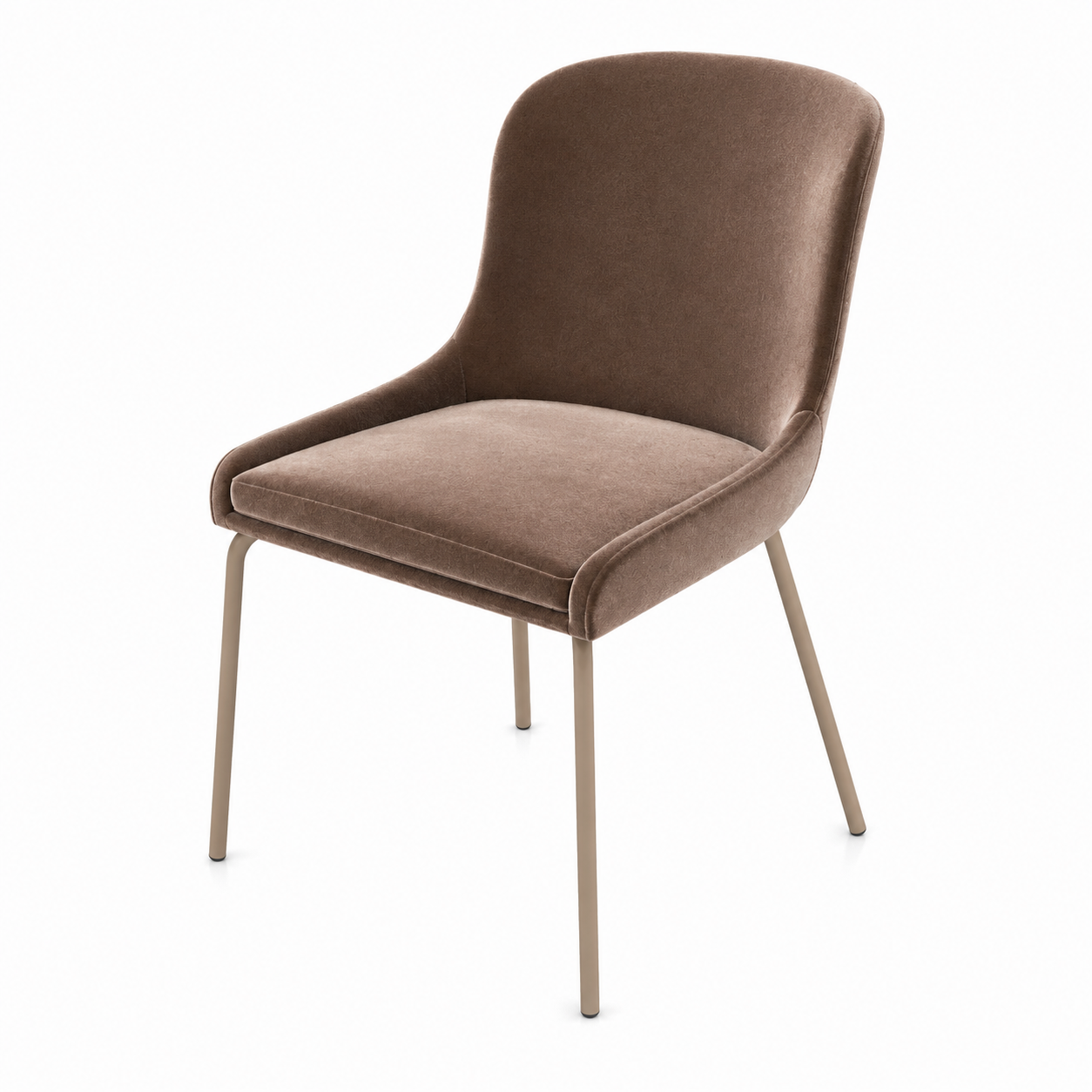 Dusty Rose Upholstered Chair – Beige Metal Legs 3D Model 3