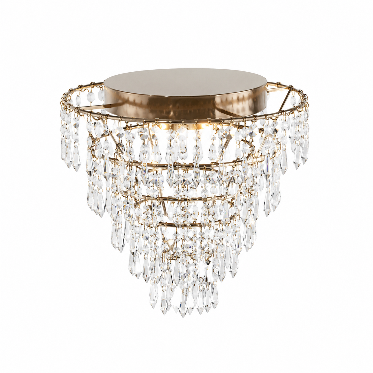 Gold Cascade Crystal Ceiling Chandelier 3D Model 1