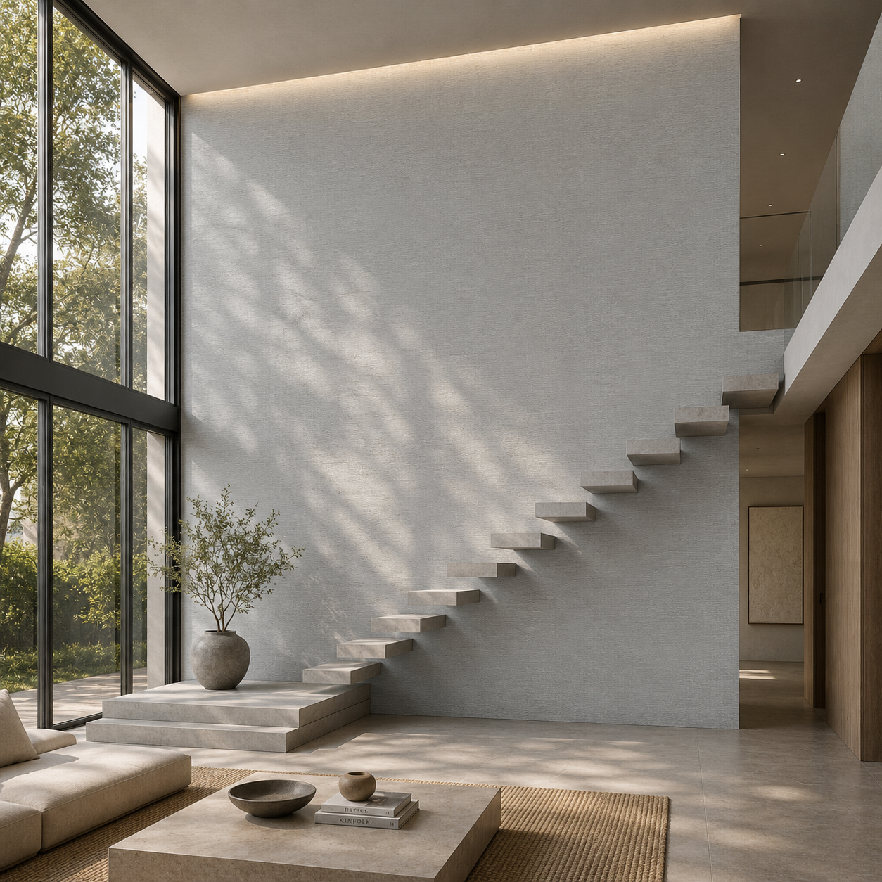 Pale Grey Horizontal Brushed Concrete Texture 2