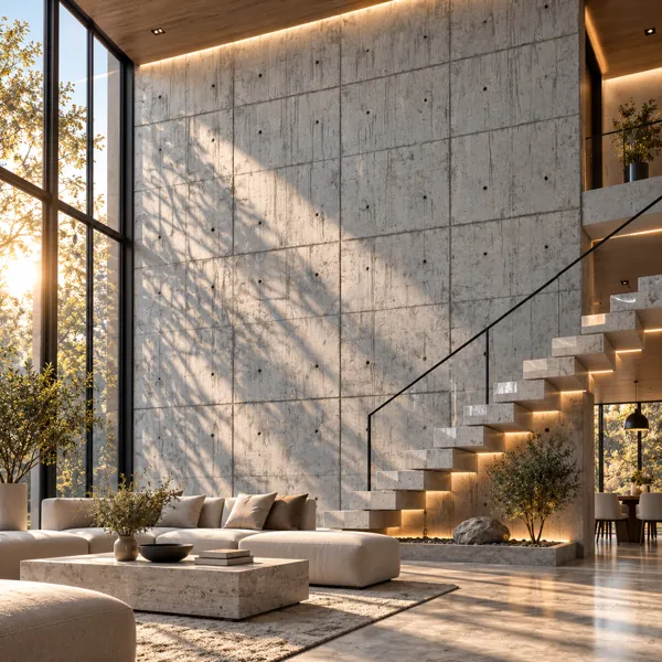Pale Grey Vertical Streak Form Tie Concrete Texture back