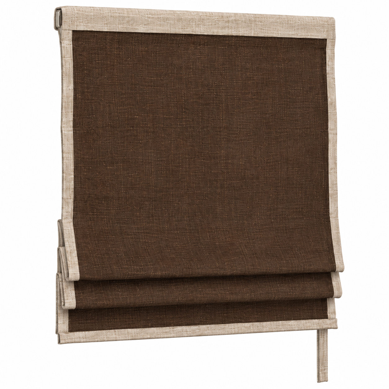 Brown Fabric Roman Shade Set 3D Model 3