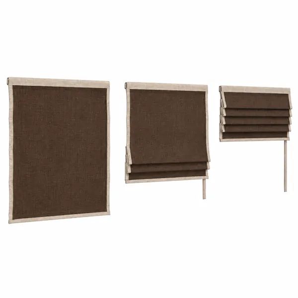 Brown Fabric Roman Shade Set 3D Model