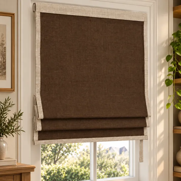 Brown Fabric Roman Shade Set 3D Model back