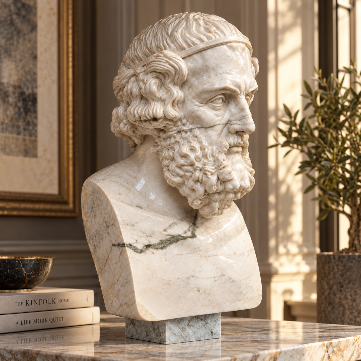 Classical Bearded Man Marble Effect Bust 3D Model 4