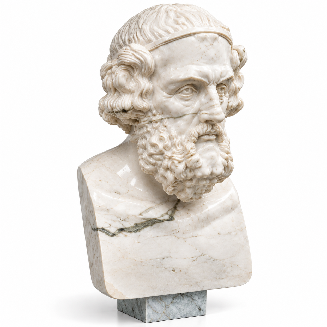 Classical Bearded Man Marble Effect Bust 3D Model