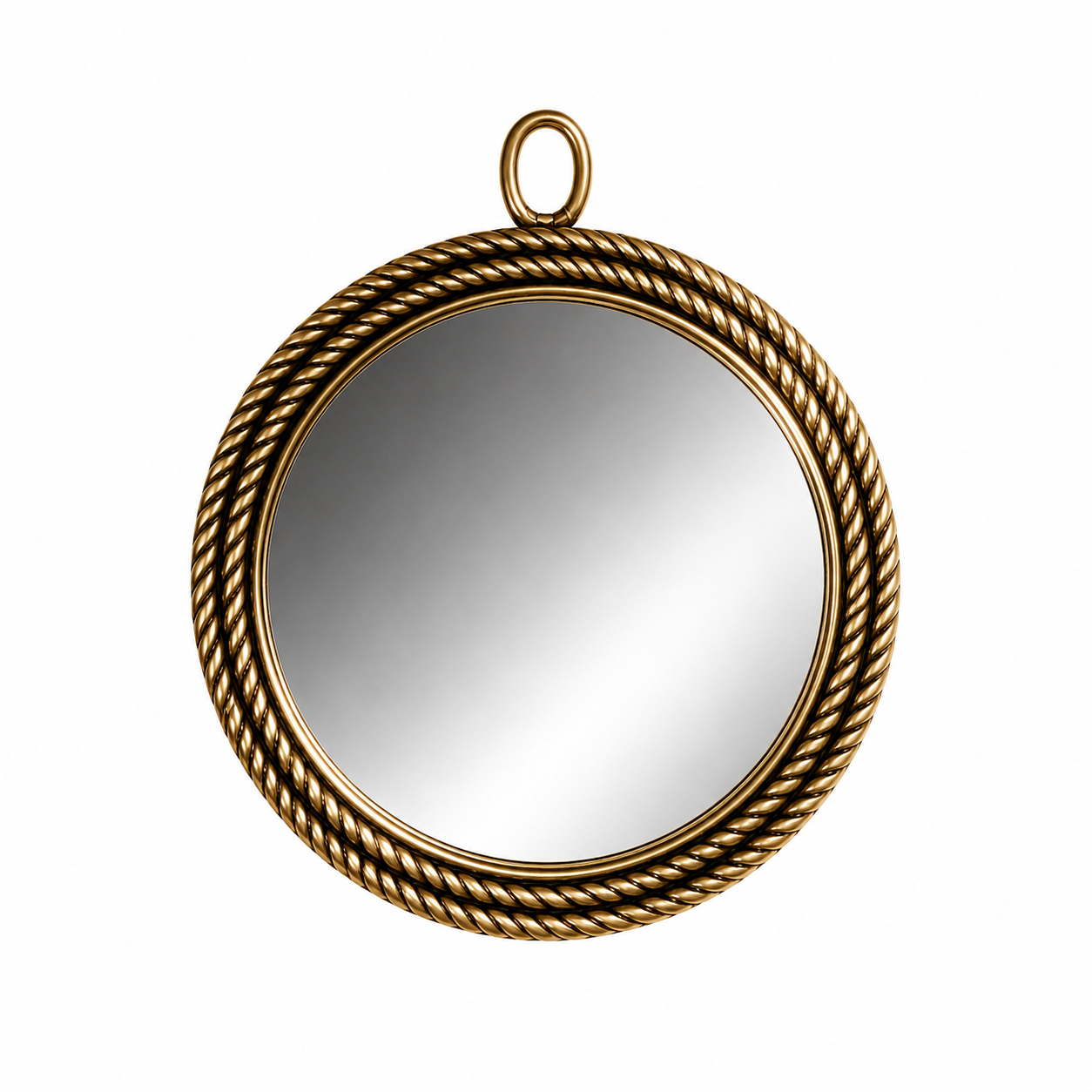 Antique Gold Rope Frame Round Wall Mirror
