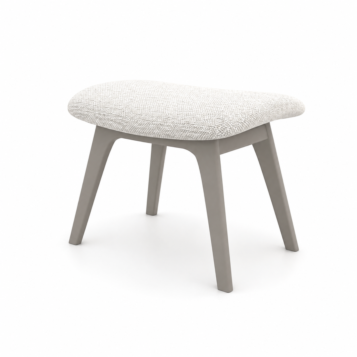 Ivory Woven Fabric Stool – Taupe Wood Frame 3D Model 3