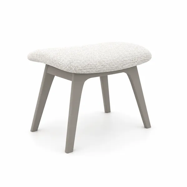 Ivory Woven Fabric Stool – Taupe Wood Frame 3D Model