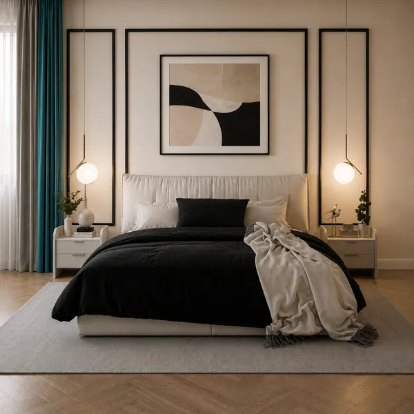 Modern Bedroom 3D Scene – Calm Neutral Palette back