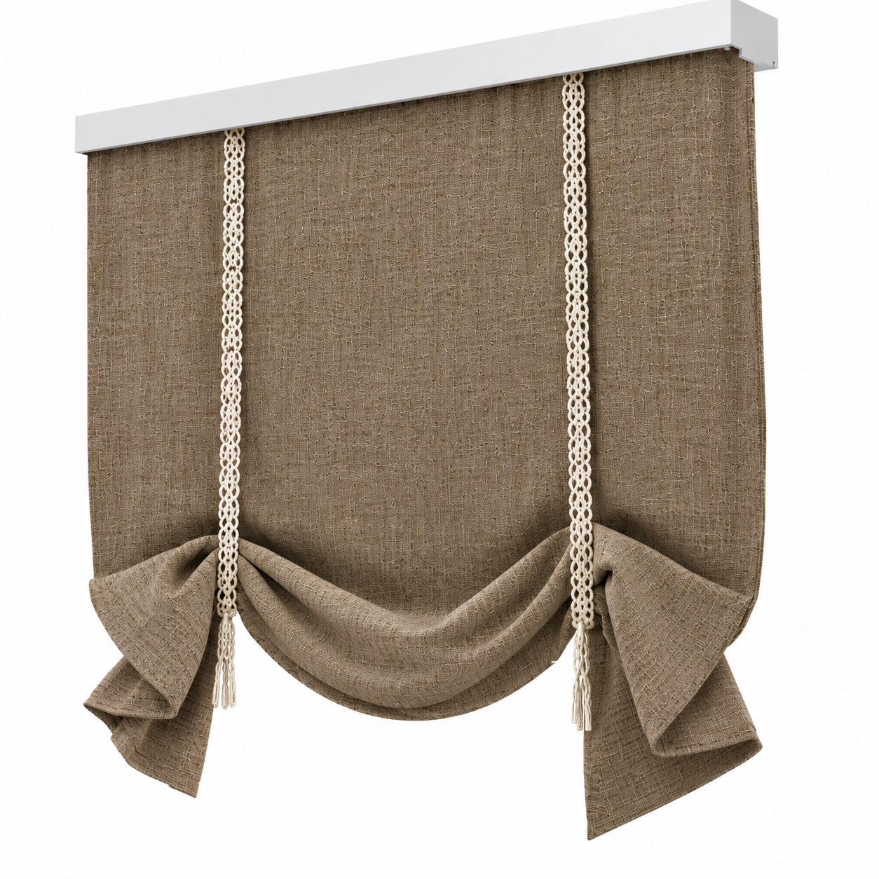 Decorative Tie-Up Roman Shade Set 3D Model 5