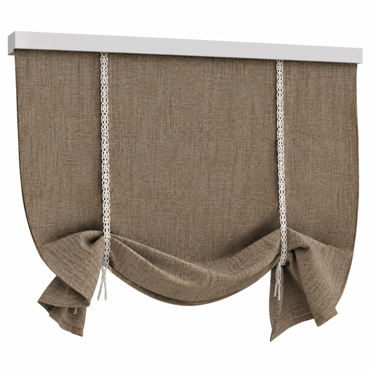 Decorative Tie-Up Roman Shade Set 3D Model 3