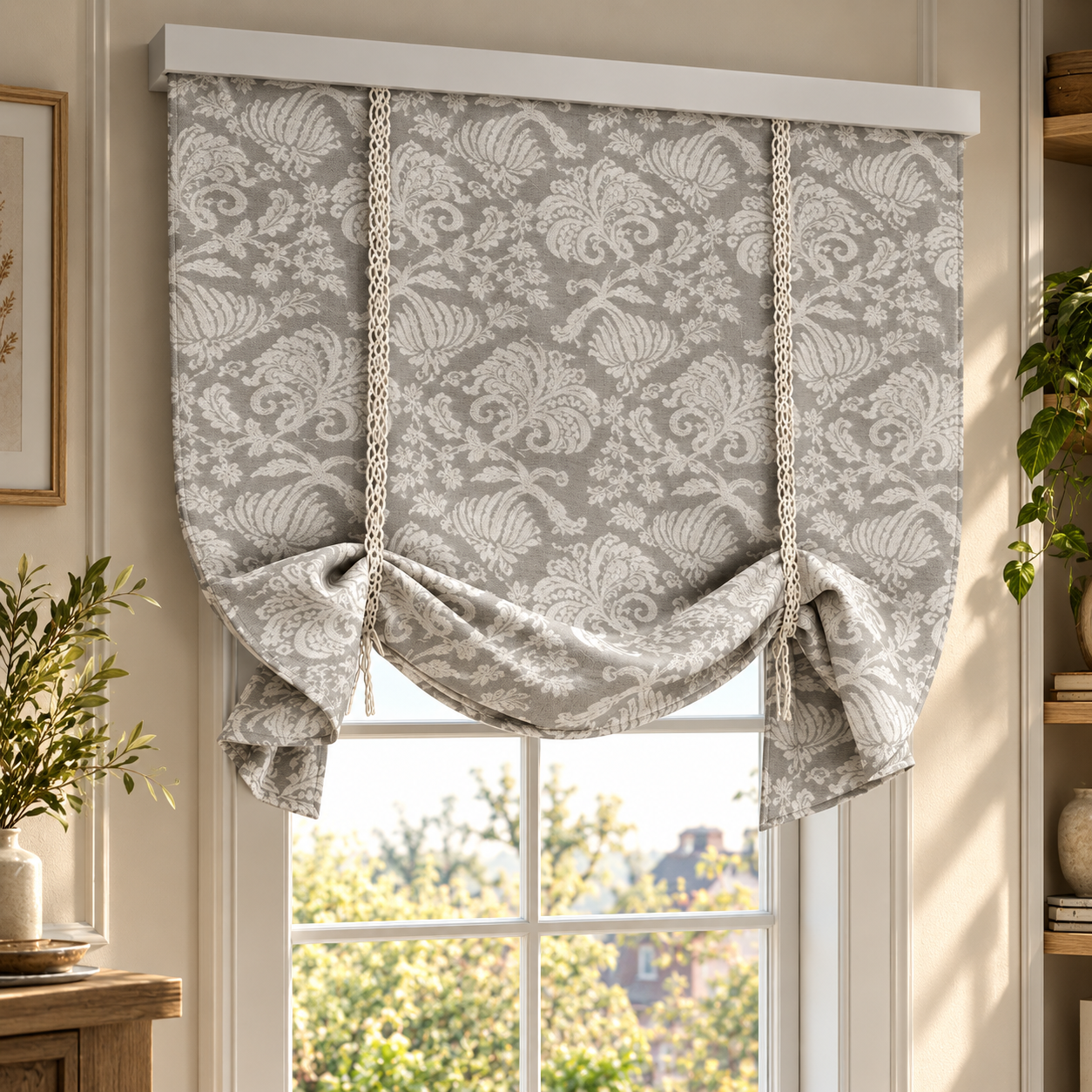 Decorative Tie-Up Roman Shade Set 3D Model 6