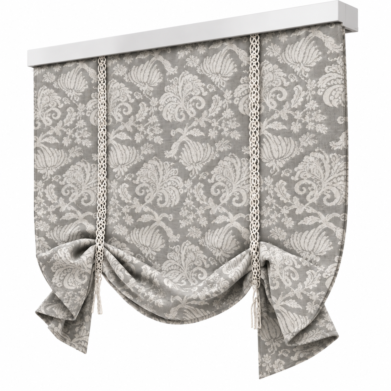 Decorative Tie-Up Roman Shade Set 3D Model 9