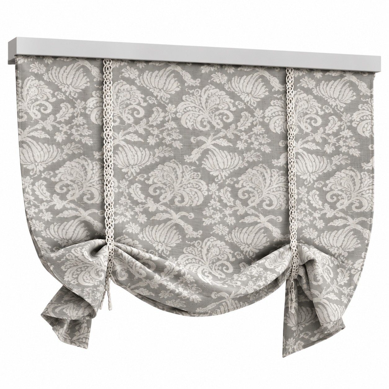 Decorative Tie-Up Roman Shade Set 3D Model 7