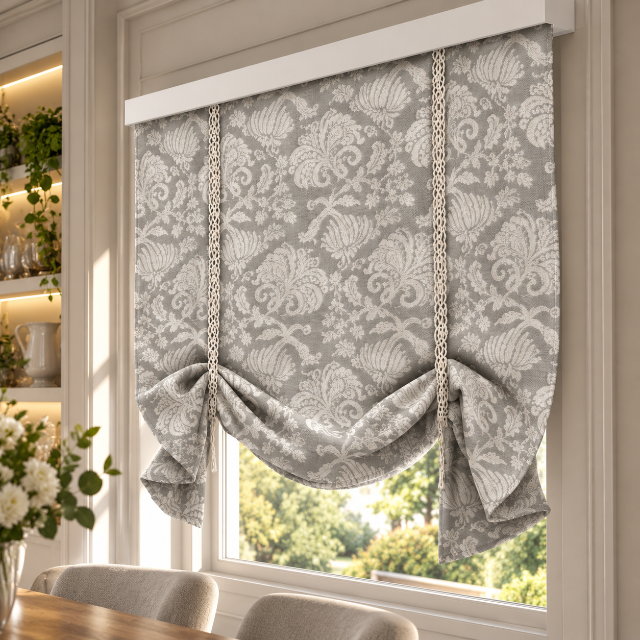 Decorative Tie-Up Roman Shade Set 3D Model 8