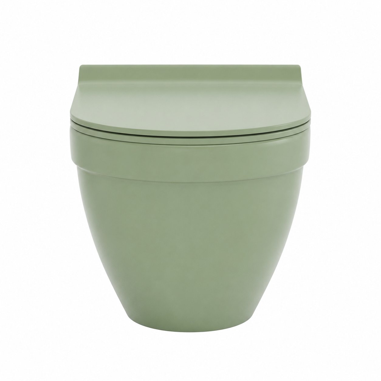 Sage Green Wall-Hung Toilet – Rounded Form 3D Model 3