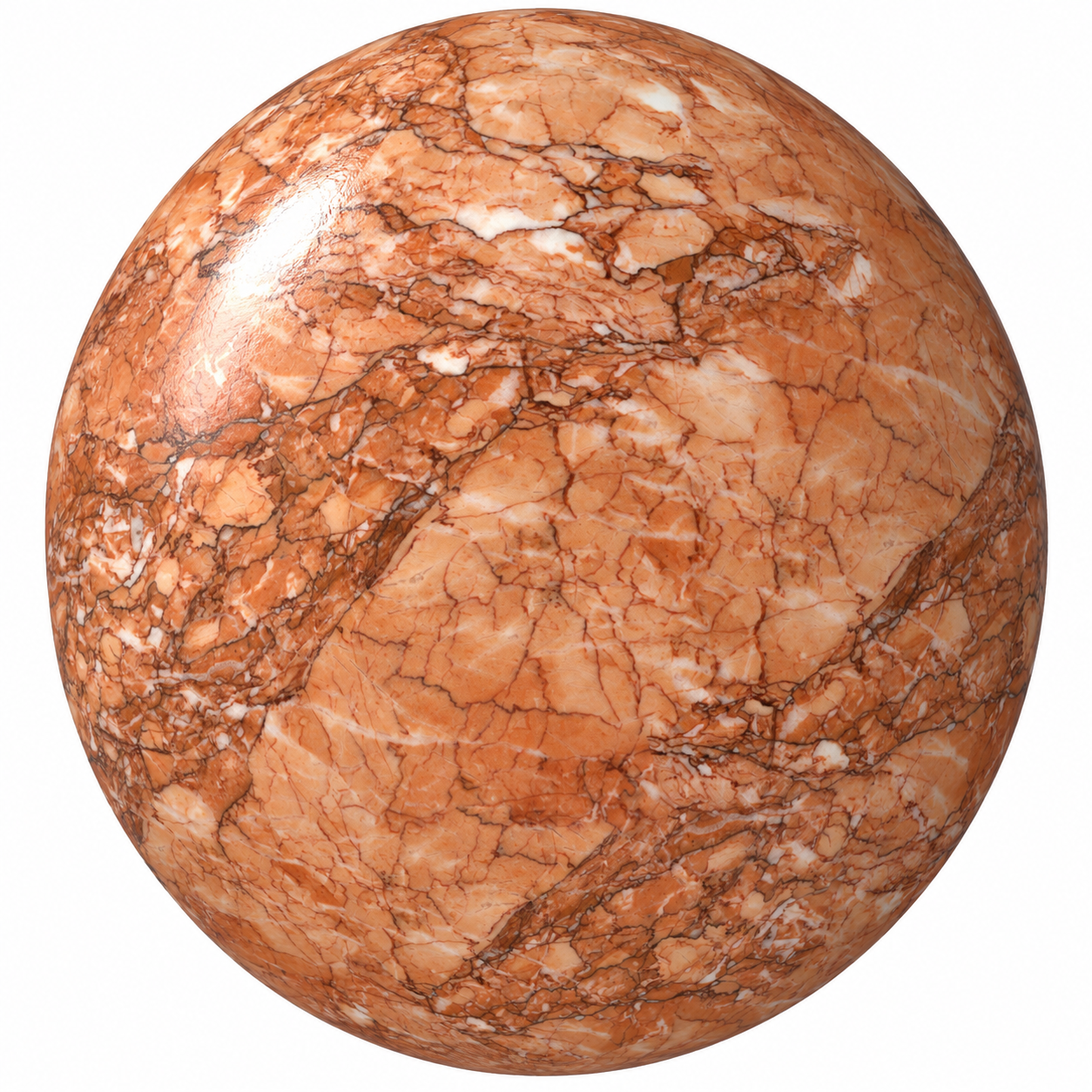 Warm Orange Breccia Dark Vein Marble Texture 1