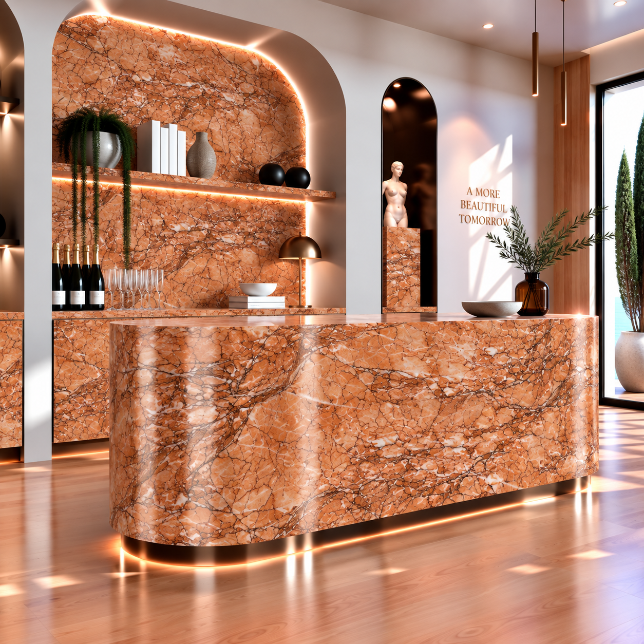 Warm Orange Breccia Dark Vein Marble Texture 2