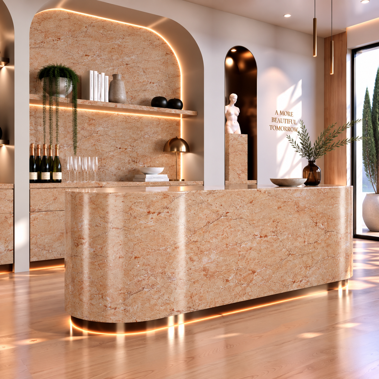 Warm Peach Fossil Grain Marble Texture 2