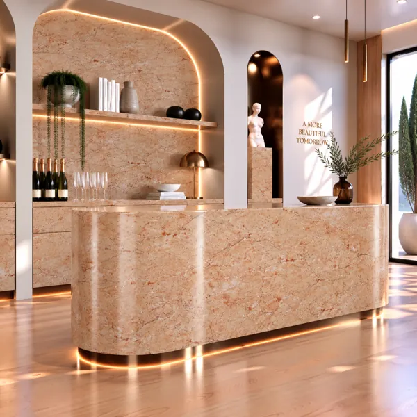 Warm Peach Fossil Grain Marble Texture back