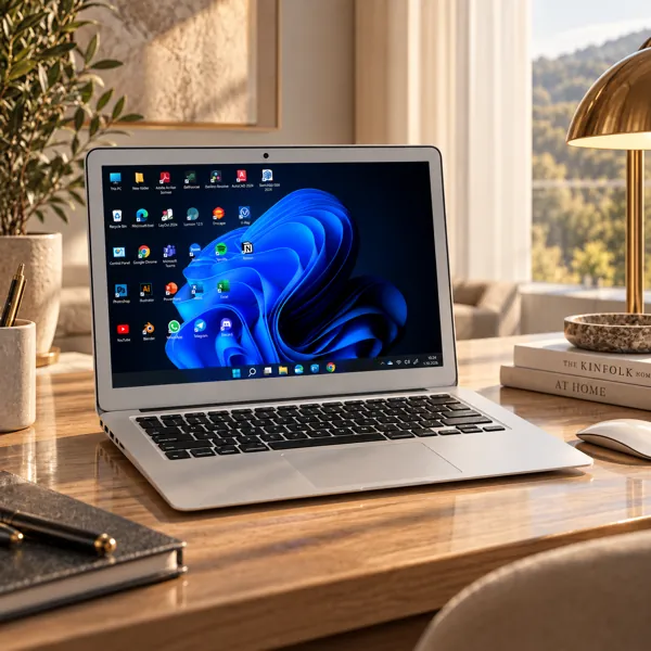 Silver Laptop Computer 3D Model back