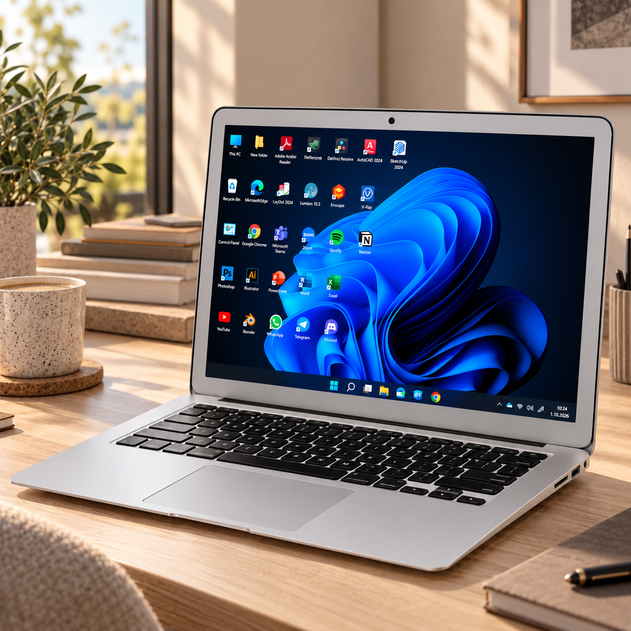 Silver Laptop Computer 3D Model 4