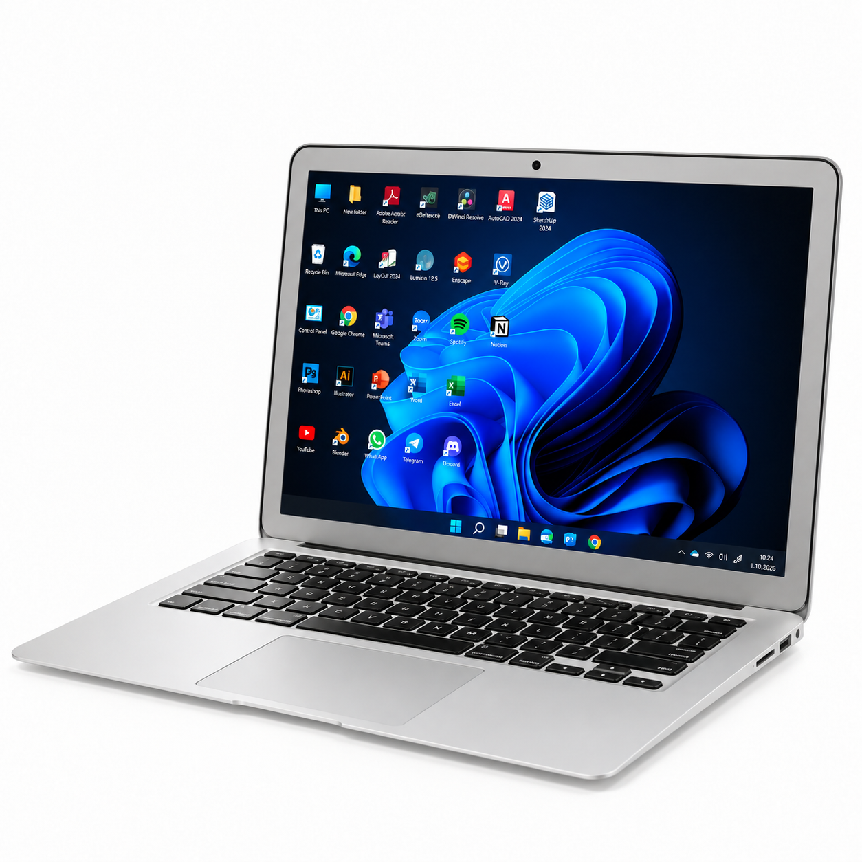 Silver Laptop Computer 3D Model 3