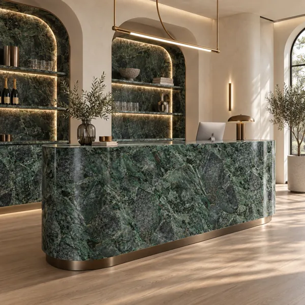 Emerald Green Fragmented Marble Texture back