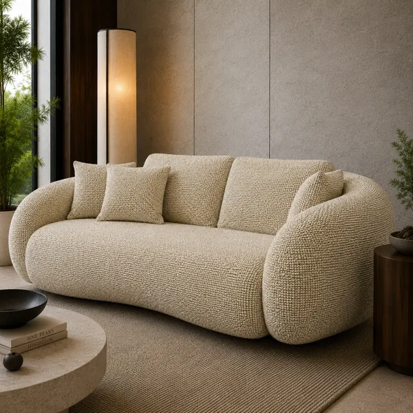 Warm Cream Woven Fabric Texture – Chunky Pebble Weave back