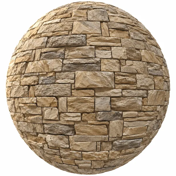 Warm Sand Beige Rough Cut Stacked Stone Wall Texture